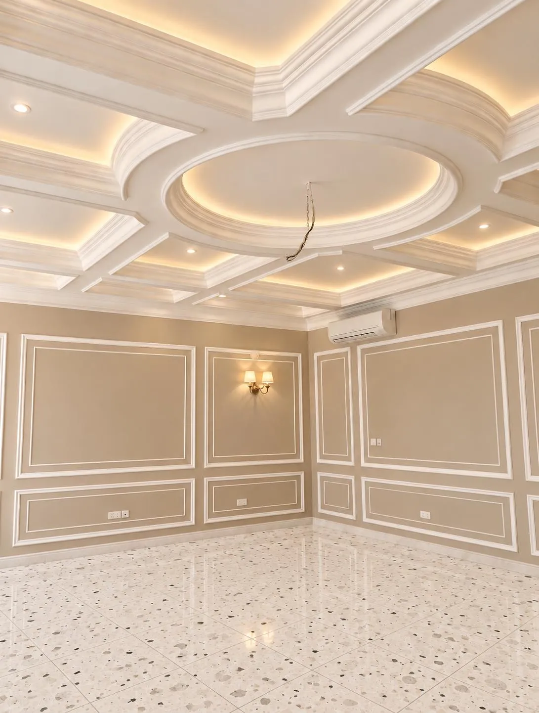 Circular Coffered Ceiling with Cove Lighting
