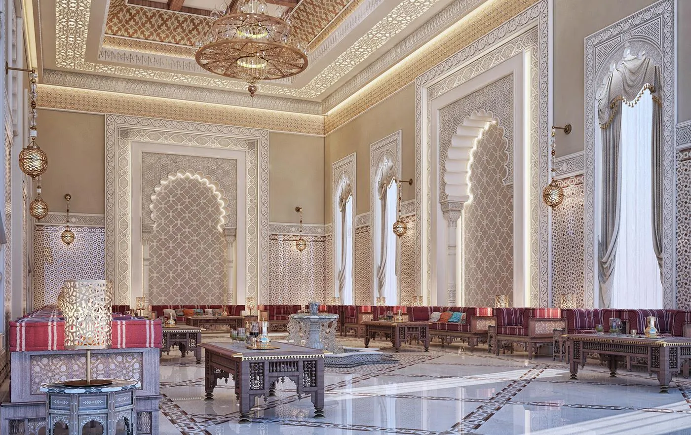 Intricate Geometric Stucco Wall Panel