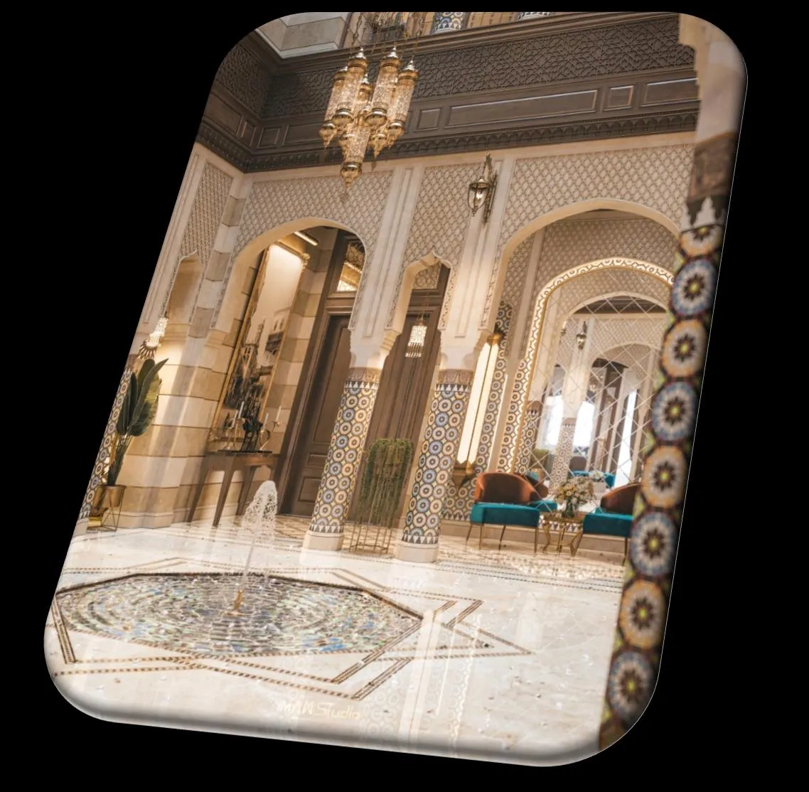 Zellige Dado Panel with Cedar Mashrabiya