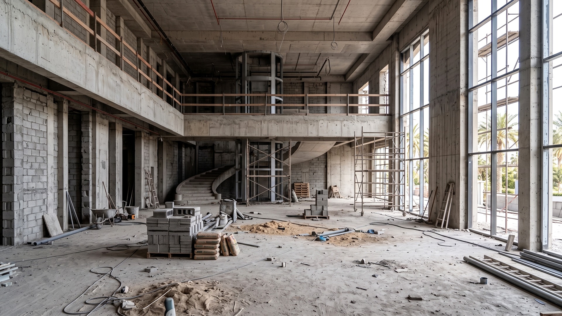 Raw Concrete Construction Stage Before Architectural Fit-Out